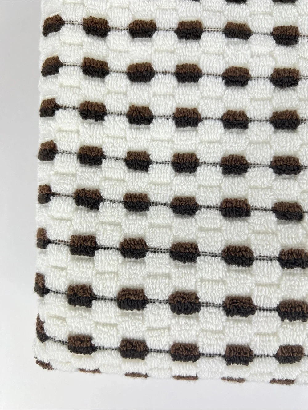 Caro Home Bath Towels White with Brown Check Quick Dry Soft Cotton 2 Pc Set NEW